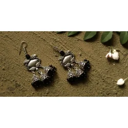 धरा ✽ Antique Finish White Metal ✽ Earring { 4 }